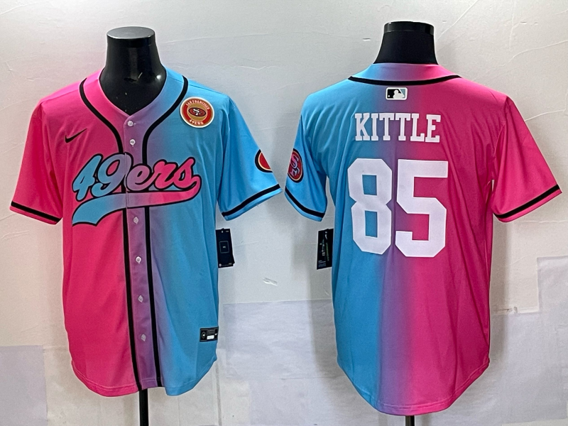 Men 2025 San Francisco 49ers #85 Kittle Pink Blue pink Nike Limited NFL Jersey 0012